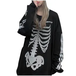 Kadın Hoodies Sweatshirts Moda Sonbahar Kış Kafatası Baskı Sokak Hip Hop Çift Uzun Kollu Gevşek Top Sudadera Mujer #H