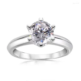 Pierścienie klastra Trendy 925 Srebrny srebrny 1 sona diamentowy pierścionek zaręczynowy dla kobiet dobrze biżuterii białe złoto platowane 6 ds.