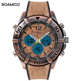 Avanadores de pulso relógios esportivos masculinos Marca de boamigo Analog Digital LED quartzo Relógio Wood Design de madeira vintage punk wristwatch reloj hombre