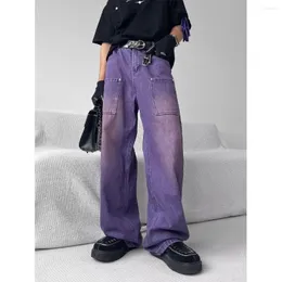 Jeans da uomo Fashion Loose Fit Youth Purple 2023 Pantaloni da uomo larghi e larghi a gamba larga