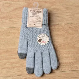 Fem fingrar handskar märke 1 par kvinnor stickade vinter varm handled pekskärm handskar kvinnlig vante tillbehör ull guantes luvas de inverno