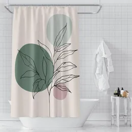 Shower Curtains Custom Green Plant Morandi Hooks Bathroom Waterproof Bath Room Home Decor Decoration 3D Print 211201-19