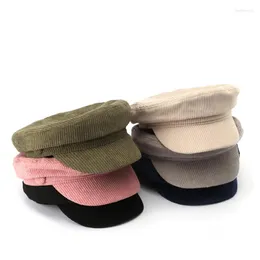 Berets Japanese Autumn Winter Women Retro Corduroy Military Cap Outdoor Sports Casual Tide Beret Hat Men Sboy Caps Boina Casquette