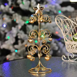 Juldekorationer mini träd dekoration smides järnklocka skrivbord miniatyr för hemår leveranser f