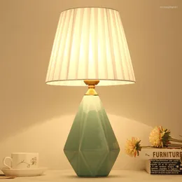 Table Lamps Northern Europe Modern Small Ceramic Indoor Elegant Creative Fabric Lampshade Light For Bedside&Foyer&Studio AS026