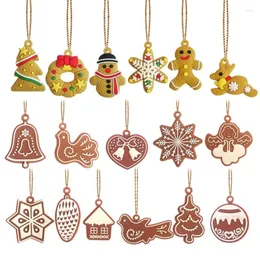 크리스마스 장식 6/12pcs 나무 나무 장식품 DIY 장식 나무 사슴 눈사람 펜던트 장식을위한 XMAS 선물 f