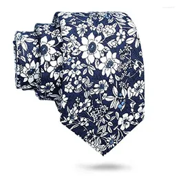 Bow Ties HAWSON Slim Skinny Tie For Men Floral Pattern Cotton Mens Suite Necktie In Gift Box Shirt Cravat