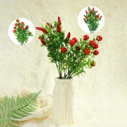 Decorative Flowers & Wreaths Simulation Green Plant Artificial Wedding Decoration Home Decor Chili Fruits Bunches Landscape