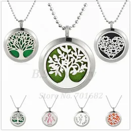 Pendant Necklaces Tree Of Life 25mm Magist Essential Oil Diffuser Locket 316L Stainless Steel Necklace (Free 60cm Chain & 10Pads)