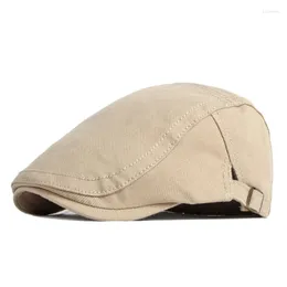 Berets Blank Cotton Flat Cap Classic Peaked Ivy Plain Duckbill Sboy Hat Men Gatsbay Western Vintage Driving Beret Dropship