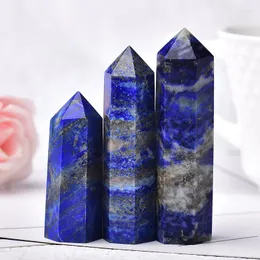 Decorative Figurines 1PC Natural Crystal Lapis Lazuli Hexagonal Column Quartz Point Healing Mineral Tower Ornament DIY Gift Home Decoration