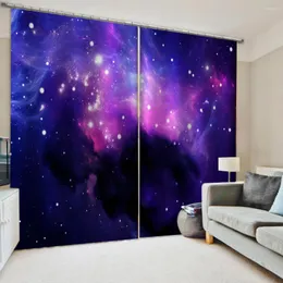 Vorhang Luxus Blackout 3D Fenstervorhänge für Wohnzimmer Schlafzimmer Lila Sternenhimmel Sterne