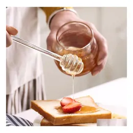 Skedar honung sked glas dipper sirap dispenser server 6 tum pinne för burk kök tillbehör xb1 droppleverans hem trädgård matsal dhkt1