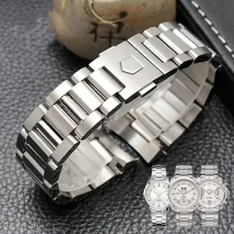 Pulseira de relógio masculino 22mm puro sólido entalhe aço inoxidável escovado pulseiras pulseira para tag heuer carrera252t182y