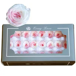Dekoracyjne kwiaty wieńce 2-3 cm Zachowane 21pcs za pudełko Eternal Austin Rose Flower Dift of Birthday Walentynki Dekoracja ślubna Ho