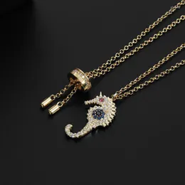 Pendant Necklaces Cubic Zironia Lucky Little Seahorse Gold Color Necklace French Luxury Fashion Simple Zk30Pendant Elle22