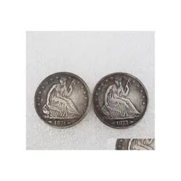 Konst och hantverk US 1873 P/CC Liberty Sitting Half Dollar Sier Plated Craft Copy Coins Metal Dies Manufacturing Factory Price Drop Del Dhzuf