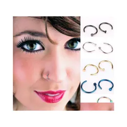 Nose Rings Studs 316L Stainless Steel Body Piercing Jewelry Fashion Women Open Hoop Earring Non Drop Delivery Dhdvi