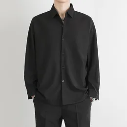 Mäns casual skjortor linling svart skjorta långärmad koreansk icke-järn vit daglig lös drapere kläder anti-rynk