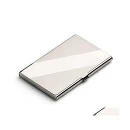 Storage Boxes Bins Women Men Business Card Holder Creative Metal Stainless Steel Box Credit Case Wallet Drop Delivery Home Garden Dhaho