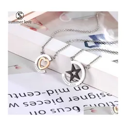 Pendant Necklaces Love Heart Necklace Stainless Steel Black Star For Women Men Couple Lover Valentine Day Gift Jewelryz Drop Deliver Dhbkz