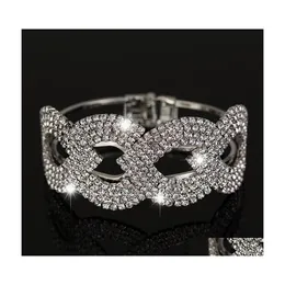 Bangle Moda Jóias Mulheres Pulseira Oco Out Diamante Rhinstone Pulseiras Drop Delivery Dhrx6