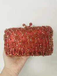 イブニングバッグXiyuan Hollow Out women Red/Silver Color Clutal Clutch Bage for Wedding Handbags and Purses Bridal Party