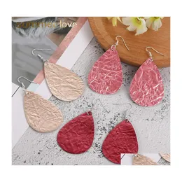 Dangle Chandelier Est Trend Lightweight Pu Leather Earrings For Women Water Wave Pattern Teardrop Shape Earring Party Jewelry Gift Dh2Qe