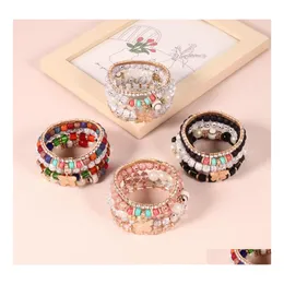 Beaded Beademian Fashion Jewelry Butterfly Predant Strands Bracelet Handmade MTI Layer Colorf Beads Charms Rhinestone Chain Bracelets Dhavc
