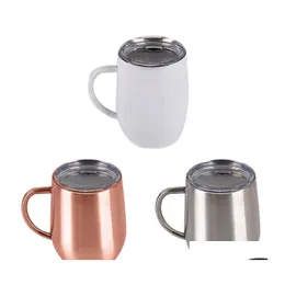 Muggar rostfritt stål mugg kaffemjölk kopp dublelayer antiscald vatten utomhus bärbar med er handtag 360 ml droppleverans hem trädgård dhmqo