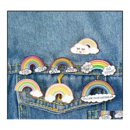 Pins Broschen Stifte Schmuck Cartoon Regenbogen und Wolken Emaille für Frauen Männer Kollektion Kollektion Fashion Metal Lapel Badge Brosche Geschenke Dr. Dhgcw