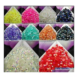 Rhinestones Loose Beads Jewelry 5000Pcs/Bag Ss16 4Mm 10 Color Jelly Ab Resin Crystal Flatback Super Glitter Nail Art Strass Wedding Dhibp