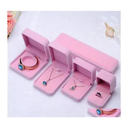 Scatole per gioielli Fashion Pink Creamywhite Veet Ring Orecchini Collana con ciondolo Bracciale Bangle Classic Show Luxury Confezione regalo ottagonale D Ote3P