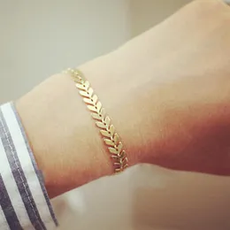 Link Bracelets Chain Gold Color Metal Arrow & Bangles For Women Punk Leaves Sequin Bracelet Fishbone Airplane Flat JewelryLink