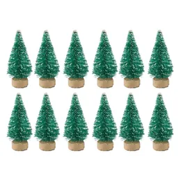 Decorative Figurines Objects & 12pcs Miniature Christmas Tree Decorations Artificial Snow Landscape Mini Pine Trees DIY Crafts Dollhouse Dec