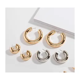 Pendientes de aro Huggie de diseño a la moda para mujer, pendientes simples de círculo de fiesta de Metal dorado Sier para niñas, regalo de cumpleaños, joyería de entrega directa Ot27R