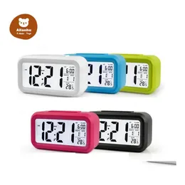 Skrivbordsklockor smart sensor nattljus digital väckarklocka med temperatur termometer kalender tyst klocka wd drop leverans dhuh0