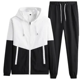 Mens Tracksuits Mens Sportswear Breathable Male Gym Clothes Mens Thin Hooded Casual Jacket Jogging Trousers Men 2 PcsSet Sports Sets M6XL 230114