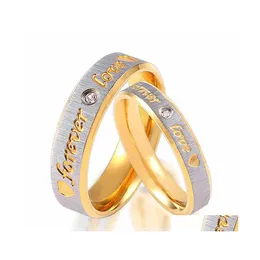 Con pietre laterali Anello da donna e da uomo Coppia Fashion Diamond Anelli in acciaio inossidabile dell'amore Jewerly Gift For Girl Boy 3548 Q2 Drop Dhfhy