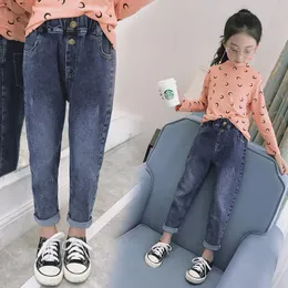 Jeans Girls' Autumn And Winter Plush Middle-aged Children's Girls Wear Daddy Pants Foreign Style Harlan