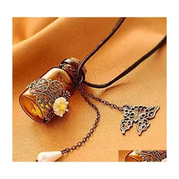 Pendant Necklaces Vintage Wishing Per Bottle With Daisy Necklace For Women Essential Oil Diffuser Glass Locket Butterfly Aromatherap Dhfw5