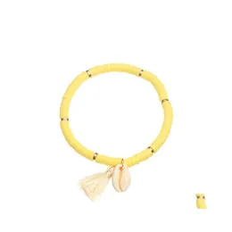 Fili di perline Bohemian Polymer Clay Handmade Beaded Circle 6Mm Women Soft Ankle Bracelet Shell Nappa Summer Jewelry Gift Drop Del Ot0M1