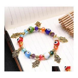 Perlenstränge Explosionsmodelle Türkische blaue Augen Glasierte Perlen Armband Muslimischer Handschmuck Fatima Palm Evil Eye C3 Drop Delivery Br Dhnqz