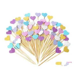 Party Decoration Wholesale Handmade Lovely Heart Cupcake Toppers Girl Baby Shower Decorations Supplies Birthday Drop Delivery Home G Dhvmt