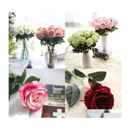 Dekorativa blommor kransar flanelletter rose artificials blomma snygga torkade händer bröllop hem möbler dekoration konst en dh4mg