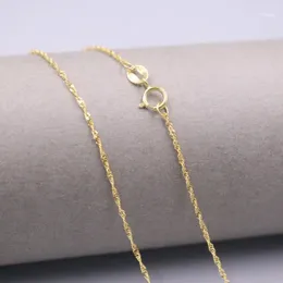 Kedjor AU750 REAL 18K Yellow Gold Chain Neckce för kvinnor Kvinna 0,9 mm Singapore Link Choker Halsband 18''l Gift Gord22