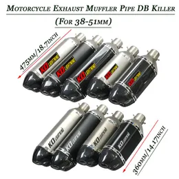 Motorcycle Exhaust System Double Outlet Vent Pipe Removable DB Killer Refit Input 38-51mm Carbon Fiber Muffler Tip