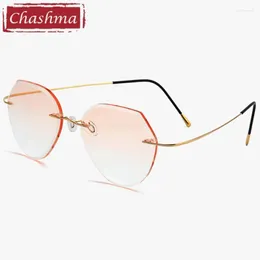 Sunglasses Frames Fashion Chashma Rimless Spectacles Titanium Men Eye Glasses Diamond Trimmed Spectacle Women Tint LensFashion Quin22
