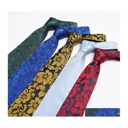 Neck Ties Fashion Accessories Polyester Jacquard Flower Pattern Men Business Wedding Male Necktie Dress Gift 8Cm Drop Delivery Otqa8