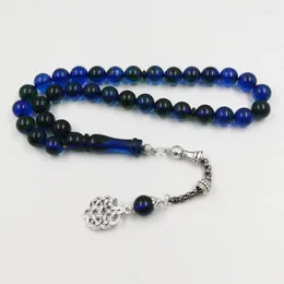 Fili di perline di filo verde con resina blu Tasbih musulmano 33 45 66 99 perline di preghiera Accessori per uomo islamico Gioielli Misbaha arabo